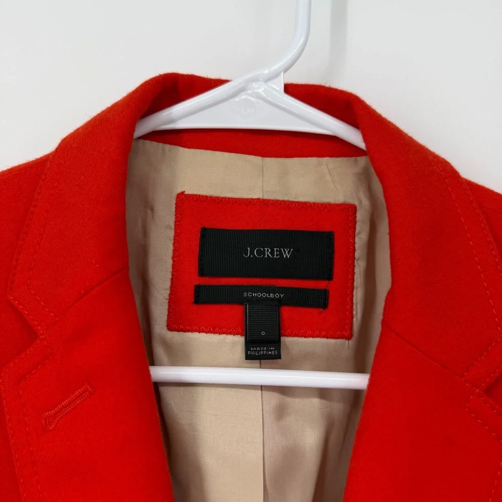 J‎ Crew Schoolboy Blazer Orange Women’s Size 0 Wool Jacket Career - Picture 7 of 12